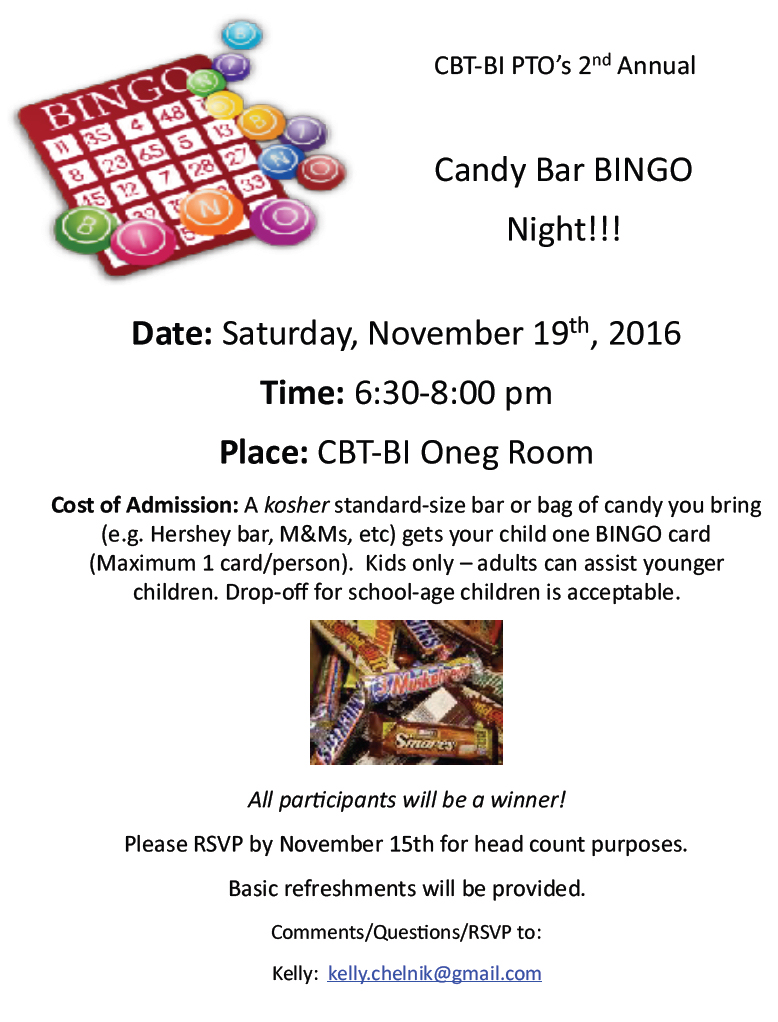 Candy Bar Bingo Night